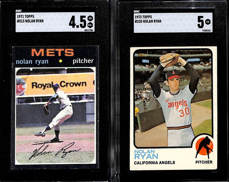 (2) Nolan Ryan Graded Cards - 1971 Topps #513 (SGC 4.5) & 1973 Topps #220 (SGC 5)