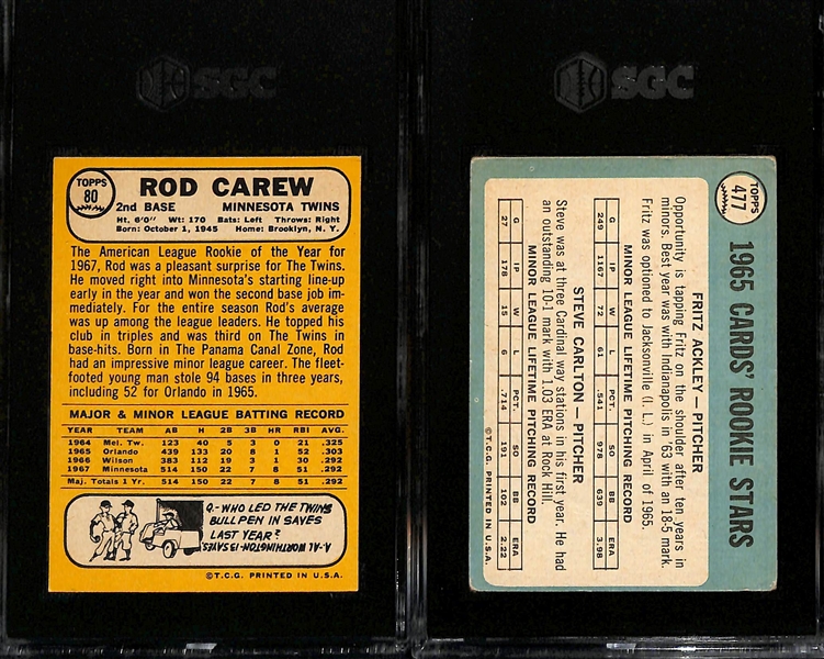 1965 Topps Steve Carlton Rookie Card #477 (SGC 2) & 1968 Topps Rod Carew (SGC 6.5)