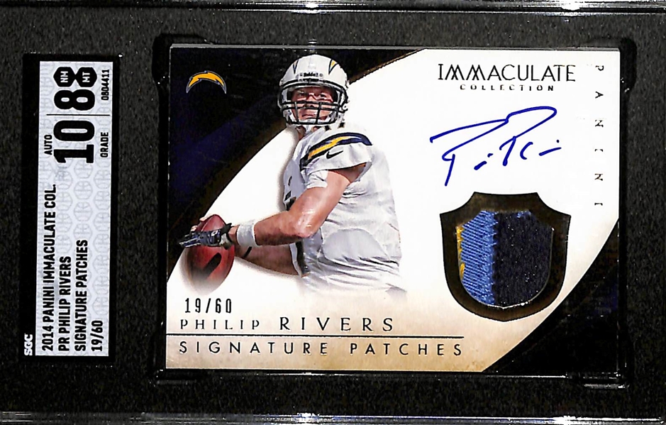 2014 National Collection Phillip Rivers Autograph Patch Graded SGC 8 (10 Auto) (#/60)