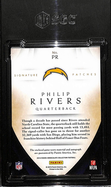 2014 National Collection Phillip Rivers Autograph Patch Graded SGC 8 (10 Auto) (#/60)