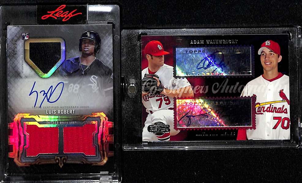 Lot of (6) Baseball Autographs and Relics inc. 2020 Topps Triple Threads Luis Robert Rookie Patch Autograph (#/35), 2006 Topps Co-Signers Adam Wainwright/Anthony Reyes Dual Rookie Autograph, +