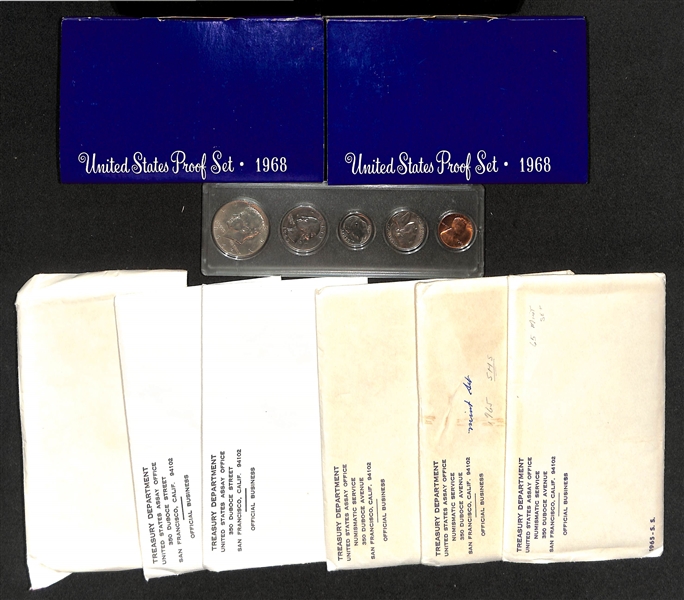  Lot of (4) 1965 Philadelphia Uncirculated Sets, (3) 1968 Denver Uncirculated Sets, & (2) 1968 Proof Sets