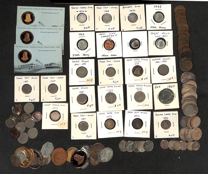  Assortment of US Coins & Commemoratives from 1853-1970s