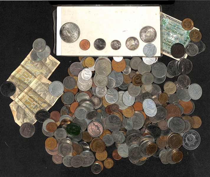  Assorted Lot of Foreign Coins Primarily from 1960s-1980s