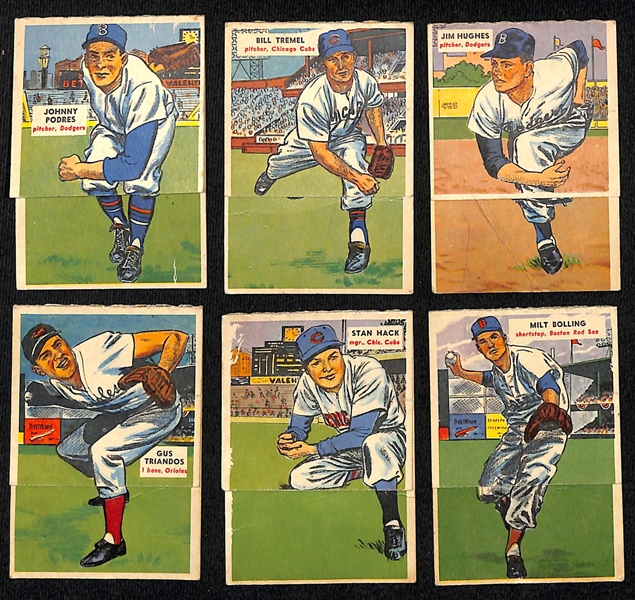 Lot of (6) 1955 Topps Double Header Cards w. Harmon Killebrew/Johnny Podres Rookie Card