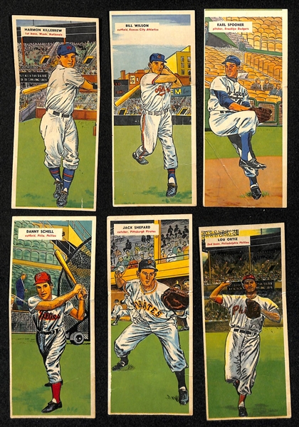 Lot of (6) 1955 Topps Double Header Cards w. Harmon Killebrew/Johnny Podres Rookie Card