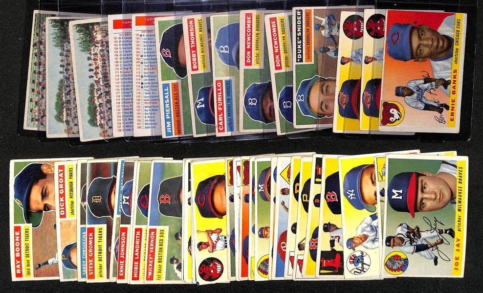 Lot of (22) 1955 Topps & (23) 1956 Topps Baseball Cards w. 1955 Topps Ernie Banks