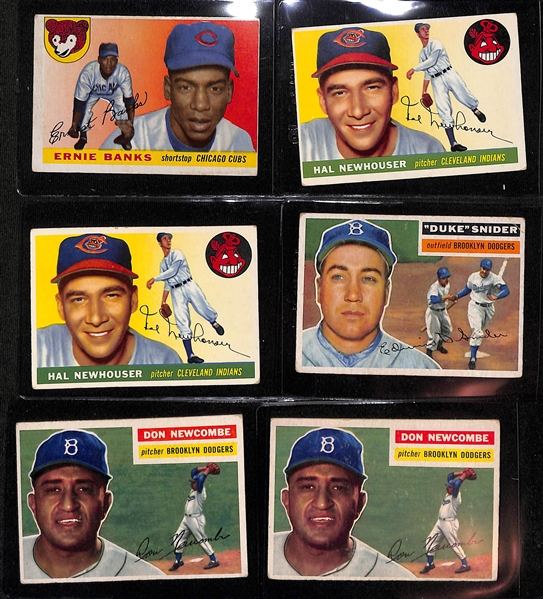 Lot of (22) 1955 Topps & (23) 1956 Topps Baseball Cards w. 1955 Topps Ernie Banks