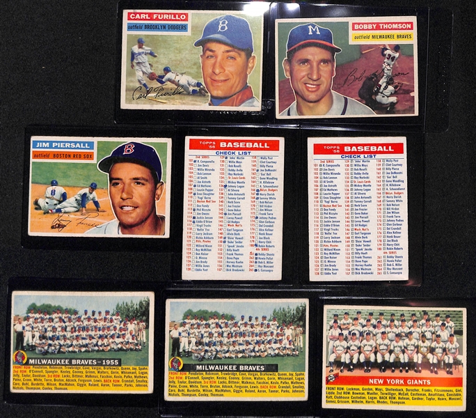 Lot of (22) 1955 Topps & (23) 1956 Topps Baseball Cards w. 1955 Topps Ernie Banks