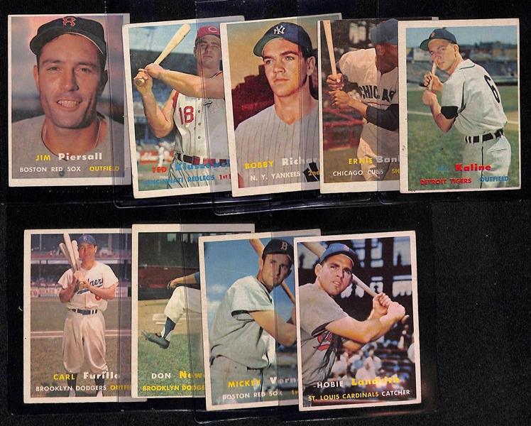 Lot of (9) 1957 Topps Baseball Cards w. Al Kaline