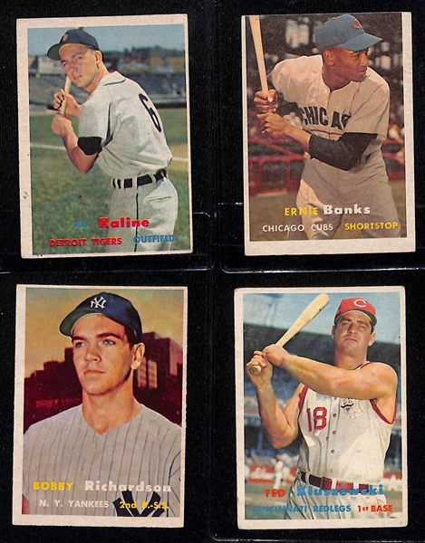 Lot of (9) 1957 Topps Baseball Cards w. Al Kaline