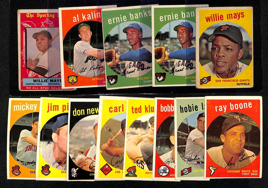 Lot of (13) 1959 Topps Baseball Cards w. Willie Mays