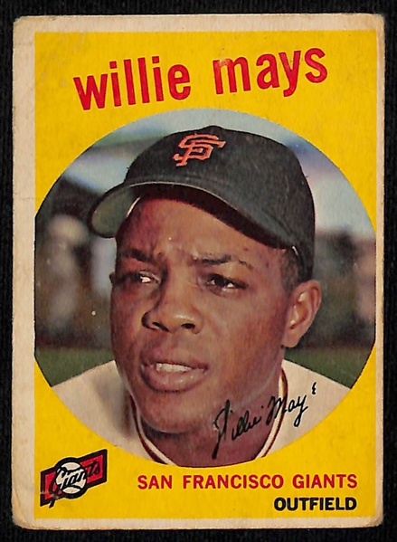 Lot of (13) 1959 Topps Baseball Cards w. Willie Mays