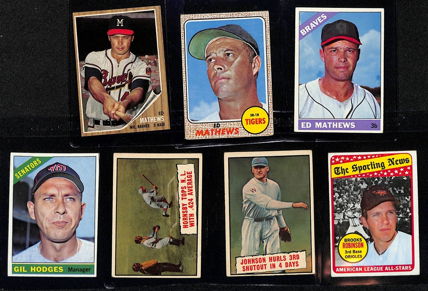 Lot of (75) 1960-1970 Topps Baseball Cards w. 1960 Eddie Mathews and 1970 Willie Mays