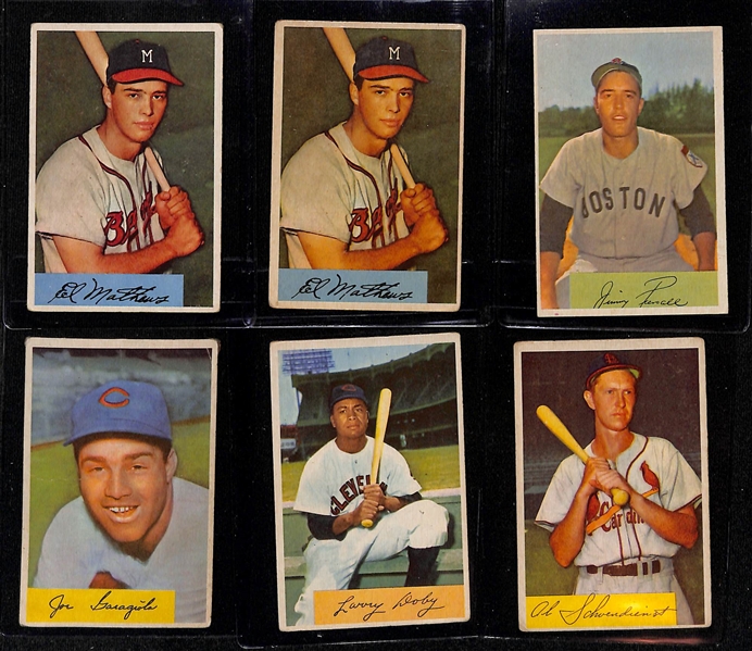 Lot of (45) 1954 Bowman and (5) 1952-1955 Topps & Bowman Baseball Cards w. (2) 1954 Bowman Eddie Mathews