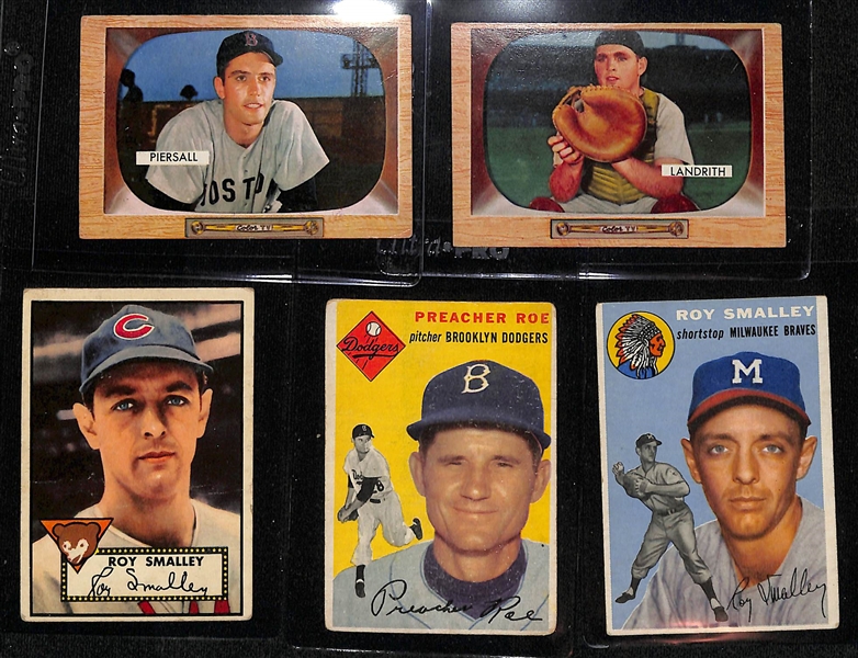 Lot of (45) 1954 Bowman and (5) 1952-1955 Topps & Bowman Baseball Cards w. (2) 1954 Bowman Eddie Mathews