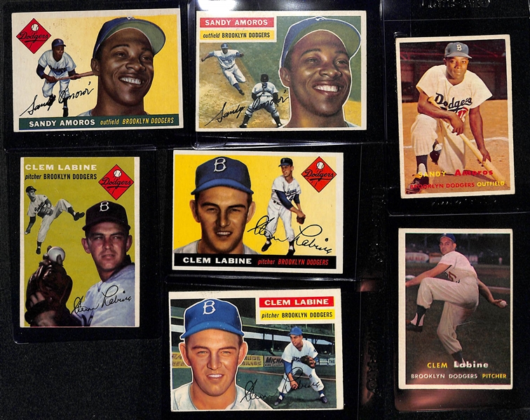 Lot of (48) 1954-1969 Dodgers Baseball Cards w. 1954 Topps Tommy Lasorda Rookie Card