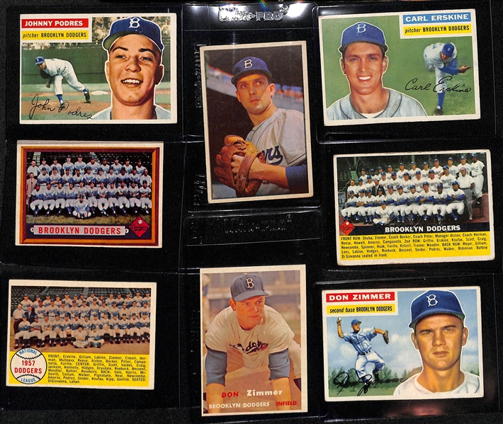 Lot of (48) 1954-1969 Dodgers Baseball Cards w. 1954 Topps Tommy Lasorda Rookie Card