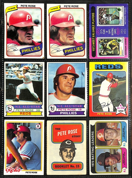 Lot of (40) 1966-1980 Topps Pete Rose and Rod Carew Baseball Cards