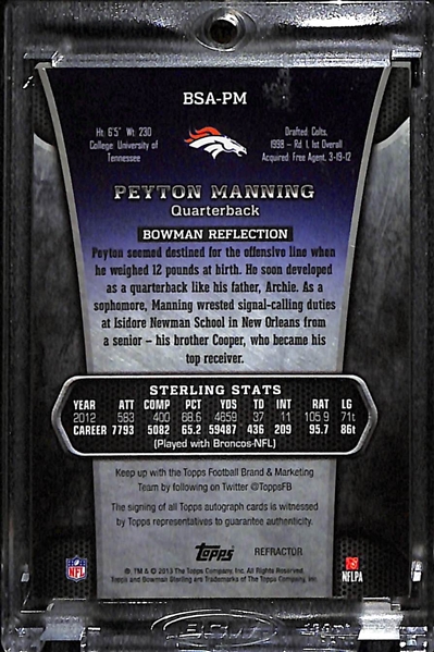 2013 Bowman Sterling Peyton Manning Autographed Refractor #ed 2/13