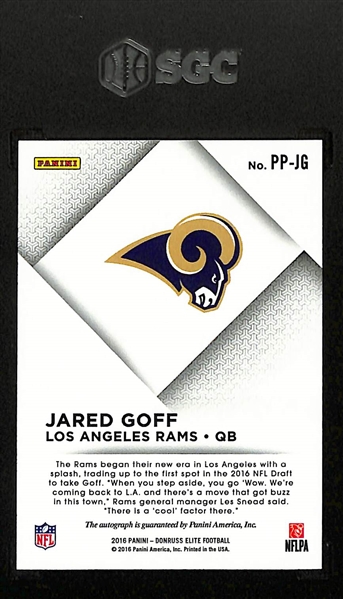 2016 Elite Jared Goff Pen Pals Rookie Autograph Graded SGC 10 (10 Auto)