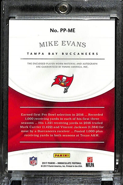 2017 Immaculate Mike Evans 5 Color Patch Autograph (#/49)