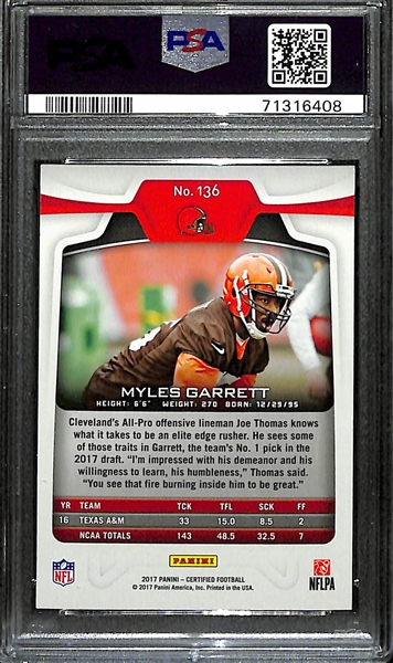 2017 Certified Myles Garrett Rookie Gold Mirror Graded PSA 8 (#/25)