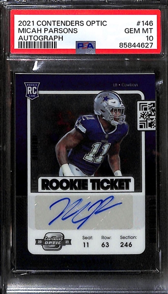 2021 Contenders Optic Micah Parsons Rookie Autograph Graded PSA 10 