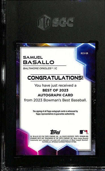 2023 Bowman's Best Samuel Basallo Rookie Autograph Gold Lava Refractor Graded SGC 10 (10 Auto) (#/75)