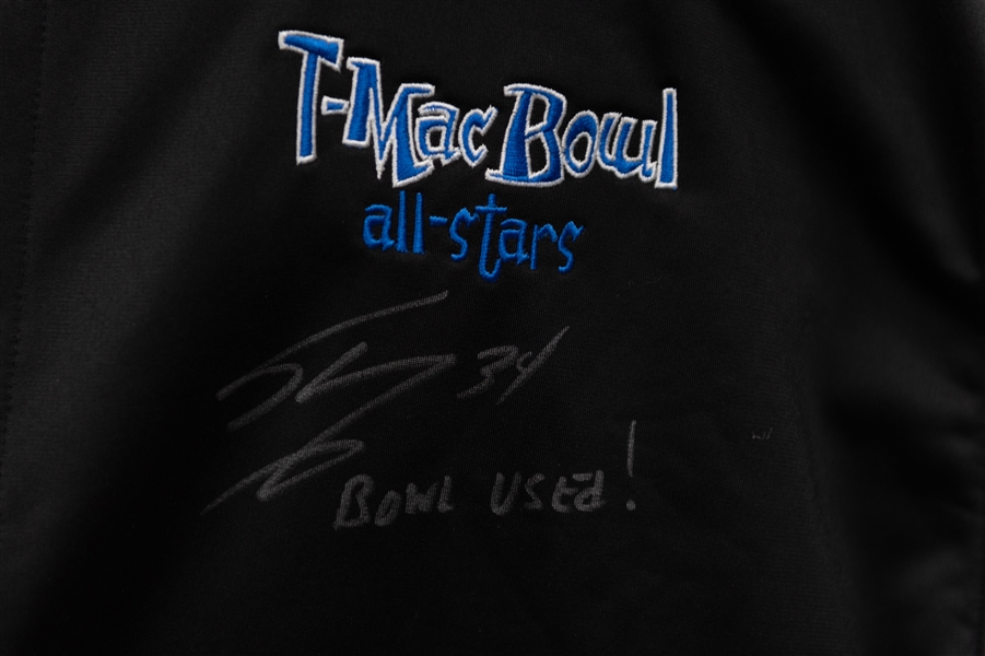 Shaquille O'Neal Autographed Event-Worn Bowling Shirt (Worn by Shaq at Tracey McGrady's T-Mac Bowl All-Stars Bowling Event) - JSA COA & Onyx Hologram - Inscribed Bowl Used