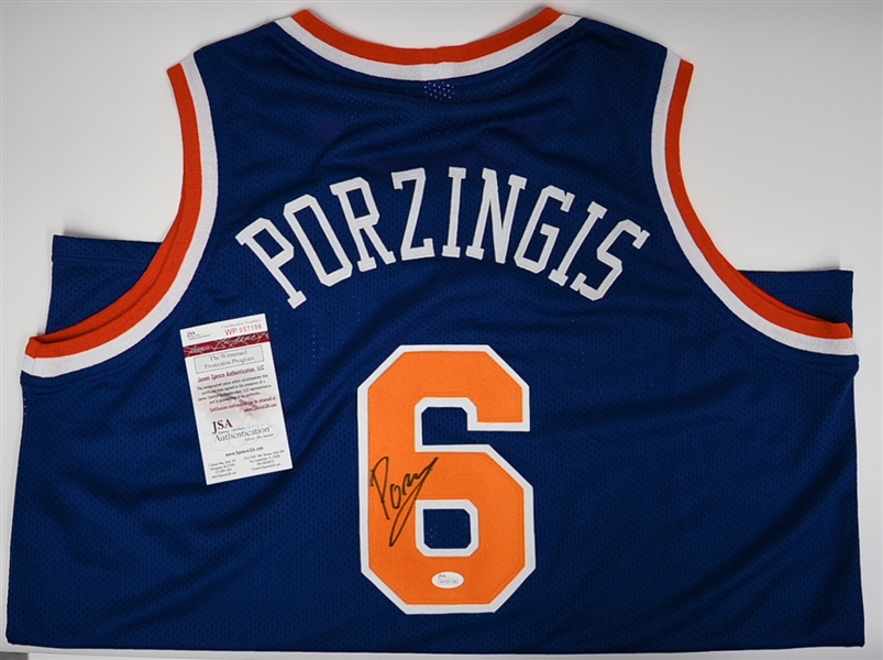 (2) Signed Basketball Jerseys - Kristaps Porzingis (Knicks Style) & Artis Gilmore (Kentucky Colonels Style) - Both w. JSA COAs