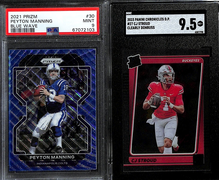 Lot of (10 Slabbed Football Cards inc. Ahmad Gardner Autograph Rookie Proof (#/1), 2022 Chronicles Brock Purdy Clear Vision Rookie (SGC 9.5), +