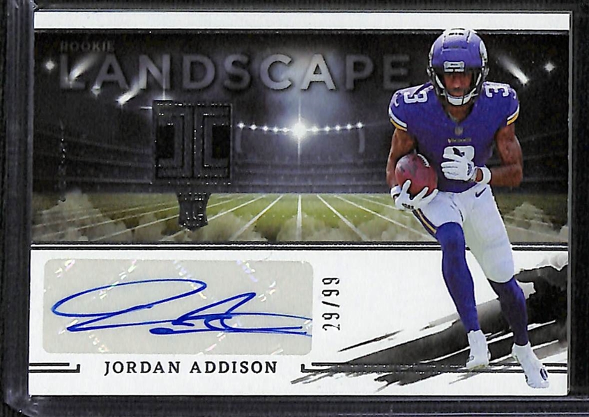 Lot of (3) 2023 Impeccable Rookie Autographs- Jordan Addison (#/99), Zay Flowers (#/49), Tank Dell (#/49)