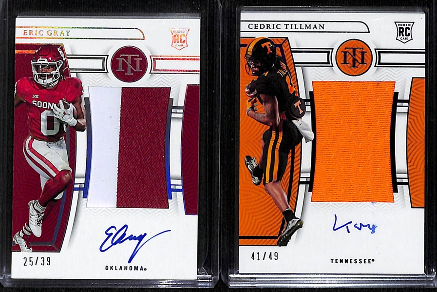 Lot of (5) Football Rookie Autographs- (2) Christian Watson, Luke Musgrove, Cedric Tillman Patch (#/49), Eric Gray Patch (#/39)