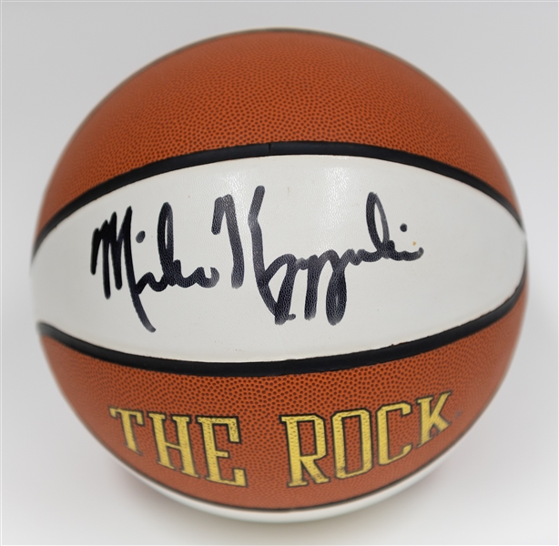 Duke Coach Mike Krzyzewski Signed Full Size The Rock Basketball (JSA Auction Letter)