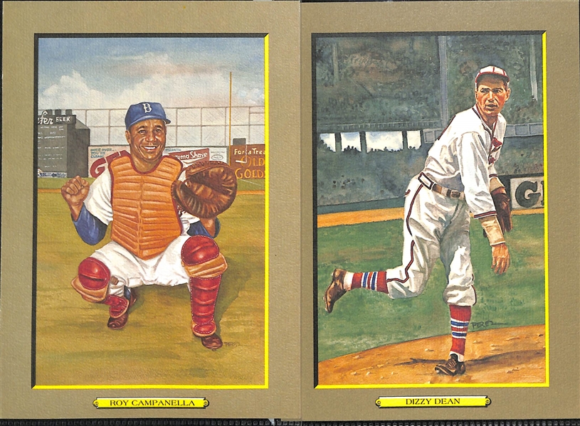 Lot of 23 Perez-Steele Great Moments HOF Cabinet Cards from 1987 (3 Autographed - Robin Roberts, Ray Dandridge, Al Kaline) w. JSA Auction Letter