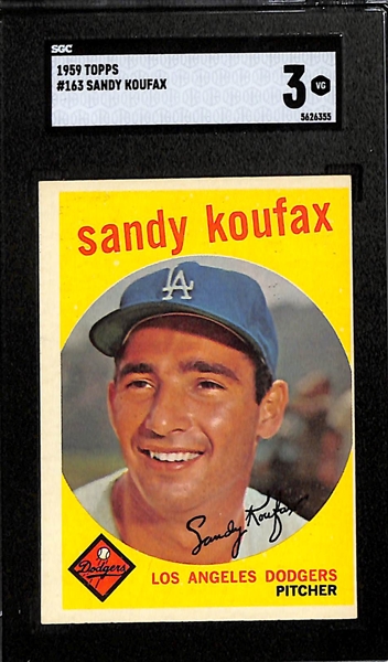 Lot of (2) SGC Graded 1959 Baseball Cards- Topps Sandy Koufax (SGC 3), Fleer Ted Williams #55 (SGC 7)