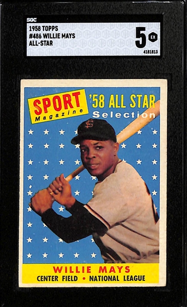 Lot of (2) SGC Grade 5 1958 Topps Willie Mays All Star Cards