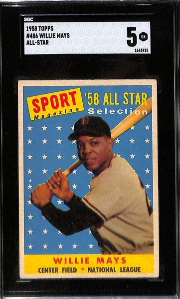 Lot of (2) SGC Grade 5 1958 Topps Willie Mays All Star Cards