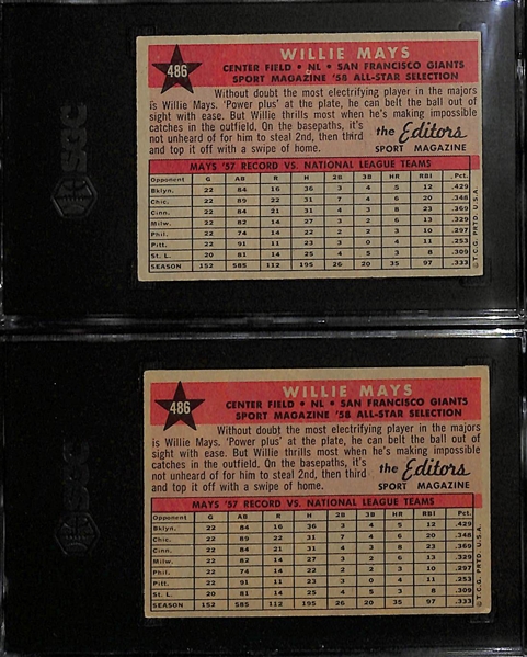 Lot of (2) SGC Grade 5 1958 Topps Willie Mays All Star Cards