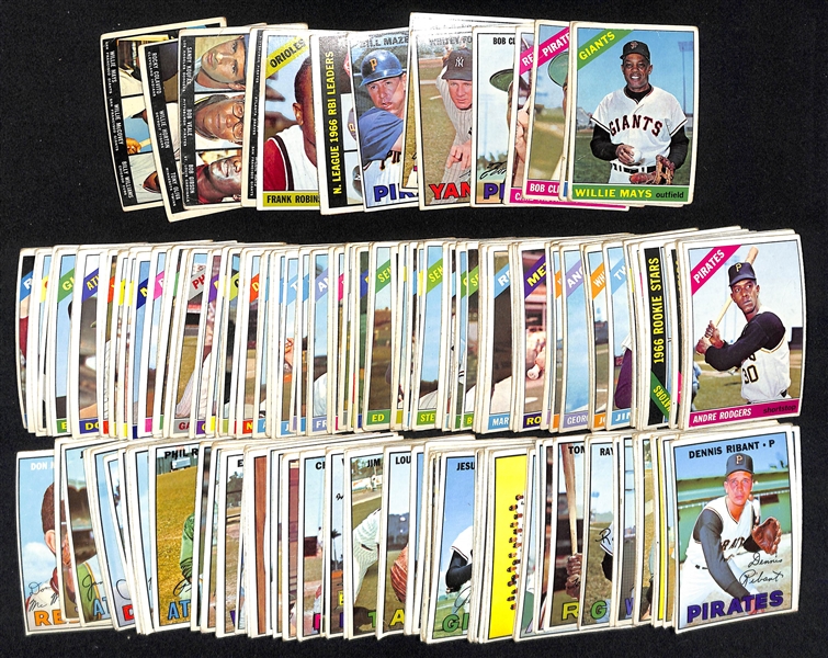  Lot of (100) 1966 & (75) 1967 Topps Baseball Cards w. 1966 Willie Mays