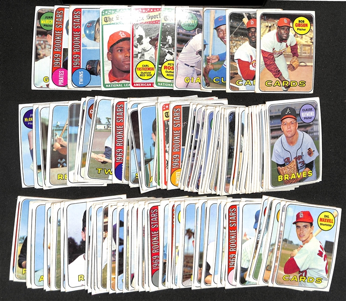  Lot of Approx (120+) 1969 Topps Baseball Cards w. Bob Gibson & Lou Brock