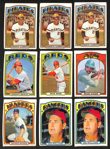    Lot of Approx (800+) 1972 Topps Baseball Cards w. (3) Roberto Clemente Cards