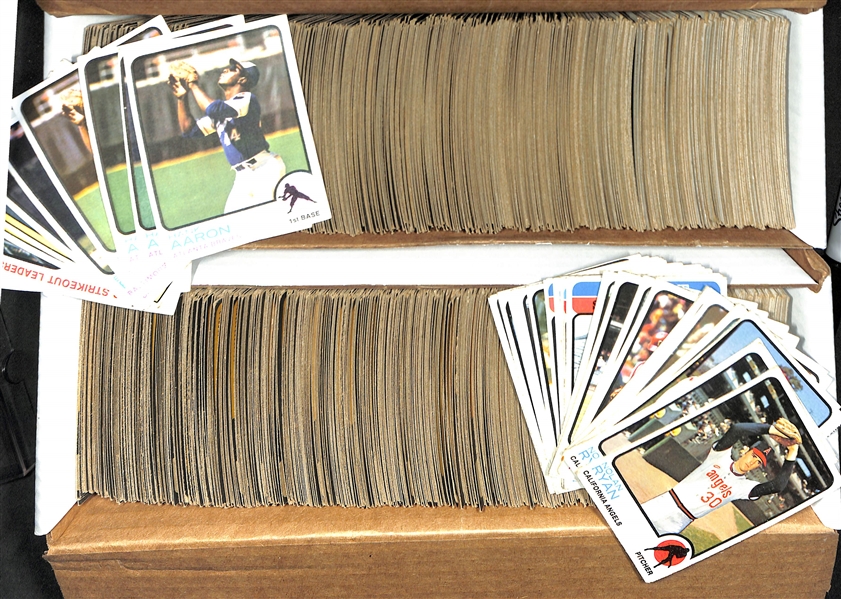    Lot of Approx (800+) 1973 Topps Baseball Cards w. (4) Hank Aaron Cards