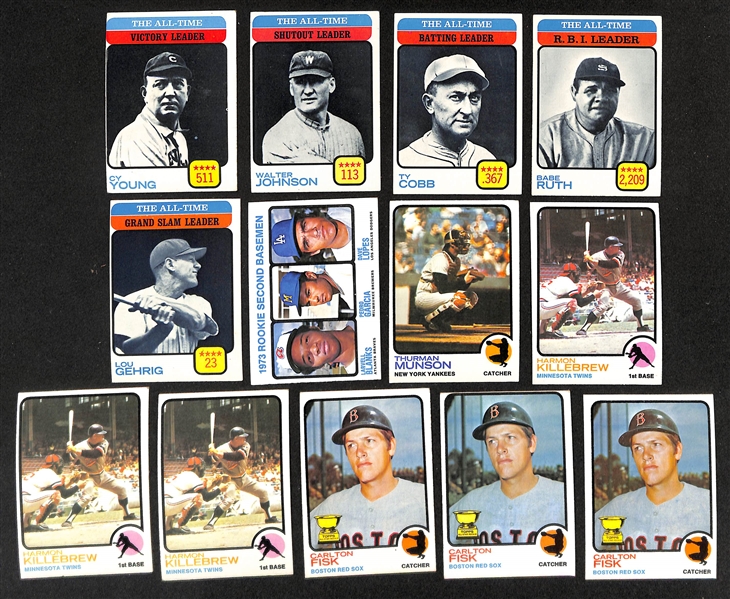    Lot of Approx (800+) 1973 Topps Baseball Cards w. (4) Hank Aaron Cards