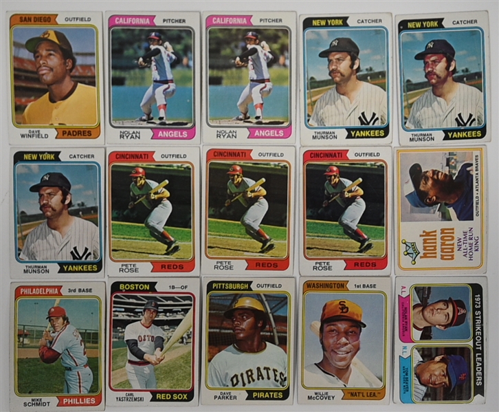    Lot of Approx (1500) 1974 Topps Baseball Cards w. Dave Winfield Rookie Card