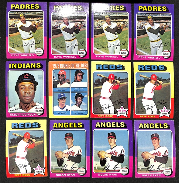    Lot of Approx (1000+) 1975 Topps Baseball Cards w. (4) Dave Winfield Cards