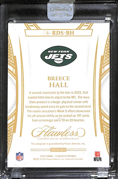 2022 Flawless Breece Hall Autographed Rookie Card (Gold Version) #ed  16/25