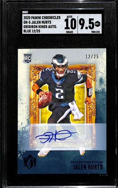 2020 Panini Chronicles Gridiron Kings Jalen Hurts Autographed Rookie Card #12/25 Graded SGC 9.5 (10 Auto Grade)