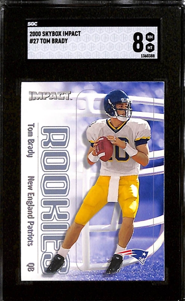 Lot of (3) 2000 Skybox Impact Tom Brady #27 Rookie Cards - SGC 8, 7, Authentic